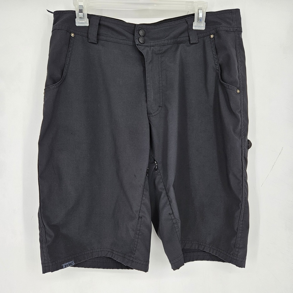 Zoic Shorts Mens Medium Black Cycling Adjustable Waist Zipper‎ Pockets Biking